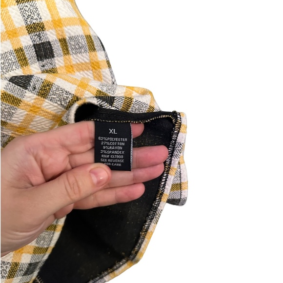 Project 28 NYC Size XL Yellow Checkered Plaid Square Neck Party Crop Top - Picture 6 of 8